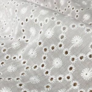 Cotton Lace Fabric, Cotton Fabric, Hollowed Out Cotton Fabric By Yard, Eyelet Dress Fabric, Wedding Fabric