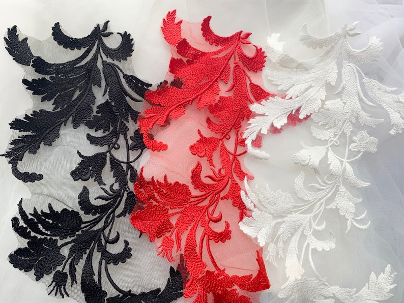 Venice Flower Applique Bridal Applique Lace RedBlackOff White Wedding Applique 1 Pair