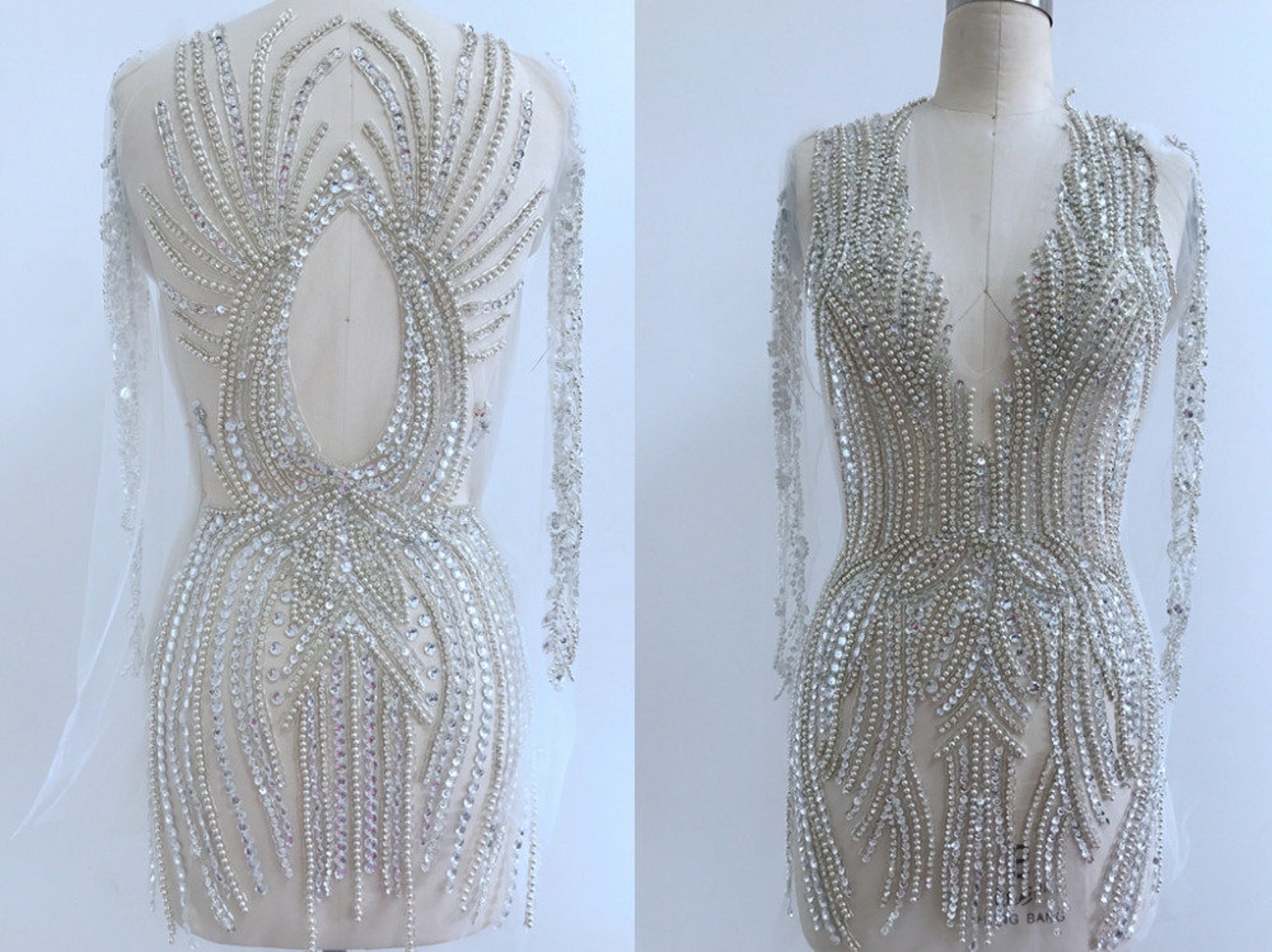 Oversized Rhinestone Applique Evening Dress Applique Bodice Etsy