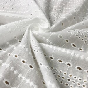 Cotton Fabric, Cotton Lace Fabric, Cotton Lace, Off White Cotton Fabric, Eyelet Cotton Fabric