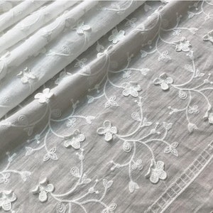 Cotton Lace Fabric, Beautiful Lace Fabric With Cotton, 3D Flower Lace Fabric, Cotton Embroidered Lace Fabric