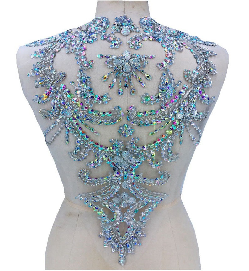 Rhinestone Bodice Applique Lace Bodice Applique Heavy Etsy