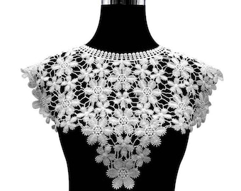 Off white lace collar, crochet flowers venice lace collar applique, round shape neckline collar motif sold by 1 piece 2019 new