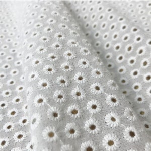 Circle Eyelet Cotton Fabric By Yard, Cotton Embroidered Fabric, Hollowed Out Lace Fabric, Wedding Gown Lace Fabric