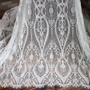 Vintage Lace Fabric BLACK White Chantilly Lace Eyelash Lace for Lingerie, Bridal Wear, Wedding Dress