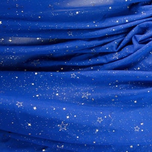 Chiffon Fabric, Brozing Stars Chiffon Fabric In Royal Blue/Off White/Black/Red/Shrimp Pink/Apricot Pink/ Smokey Gray