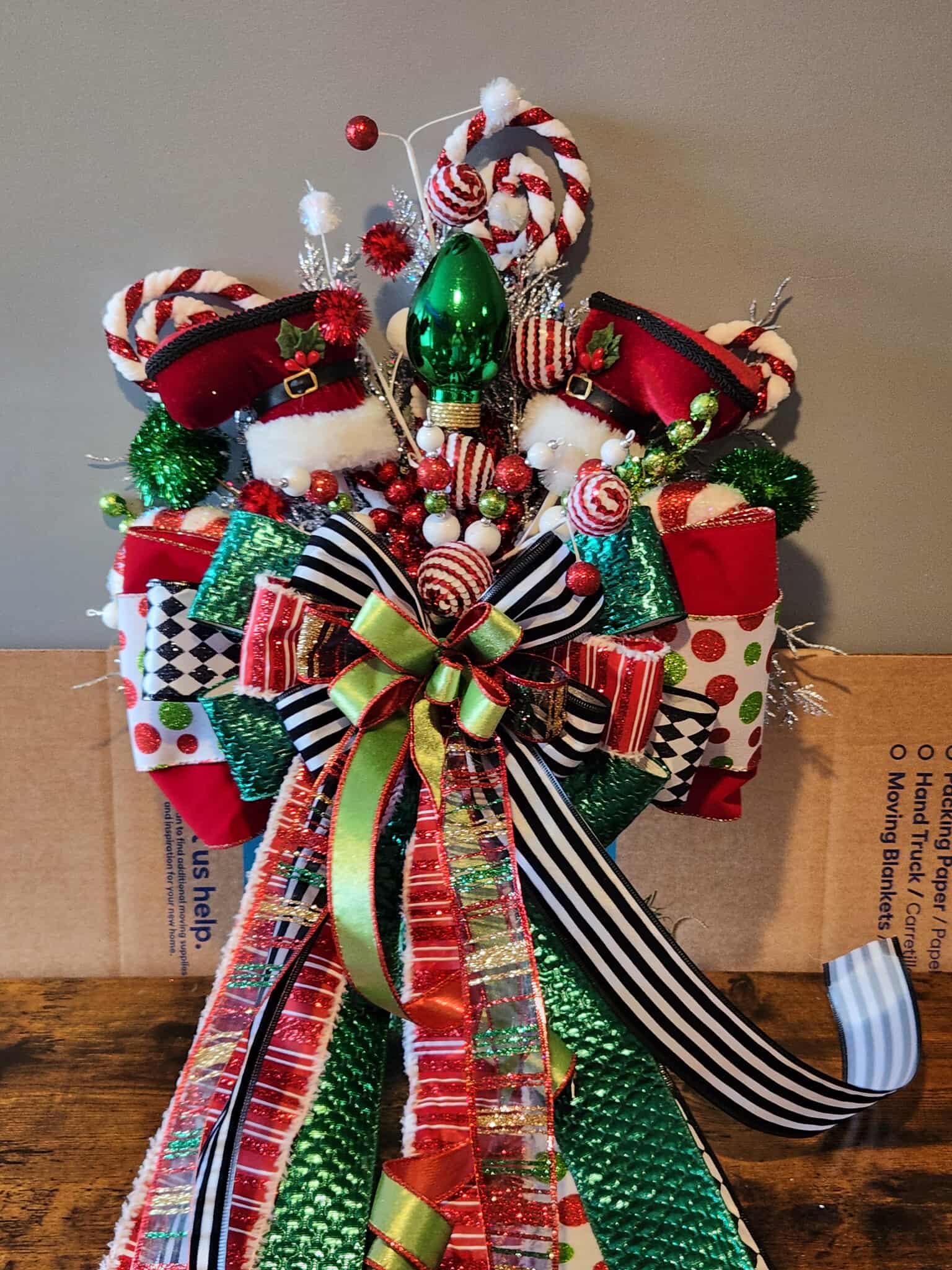 Large Whimsical Tree Topper, Red and Green - Etsy