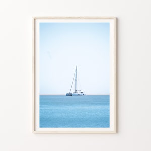 Sail Boat Print, Coastal Ocean Photography Print, Digital Purchase, Instant Download, Coastal Blue Island Print.