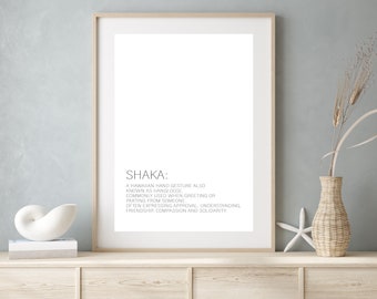 Shaka Print, Digital Download Print, Hang Loose Shaka Hawaiian Print, Coastal Hawaii Wall Art
