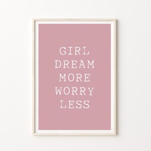 Citazione sui sogni. Download del poster digitale rosa. Stampa del poster con frase motivazionale. Stampa artistica del poster estetico rosa.