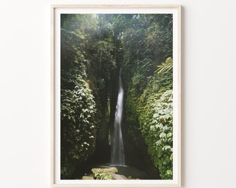 Waterfall Bali Print, Digital Download, Leke Leke Water fall Bali Art Print. Travel Bali Photography Poster Download. Waterfall Art