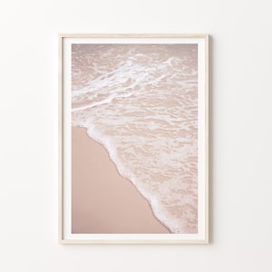 Pink Wave Print. Digital print. Coastal Pink Beach Art. Wave poster. Pink Aesthetic Print.
