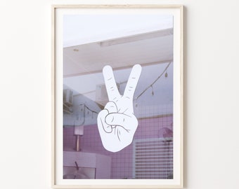 Peace sign Poster Art Print, Digital Download, Pink Peace Poster Download, Peace Photography Art Print. Digital Purchase Printable