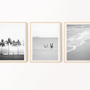 Set of 3 fun Black and white prints. Digital Prints. Coastal Beach Photos. Gallery wall Downloadable art prints. Black and white Photography
