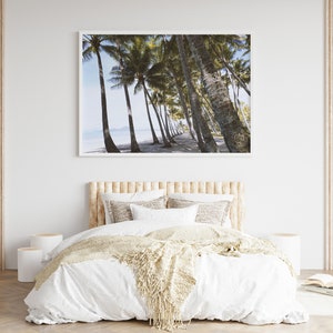 Coconut Rows Beach Print, Digital Download coastal beach print. Palm tree photography poster print. Palm Cove Australia.