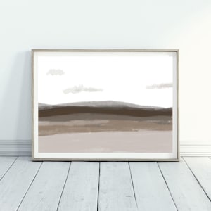 Abstract brown print. Warm landscape art print. Poster download printable. Brown art print