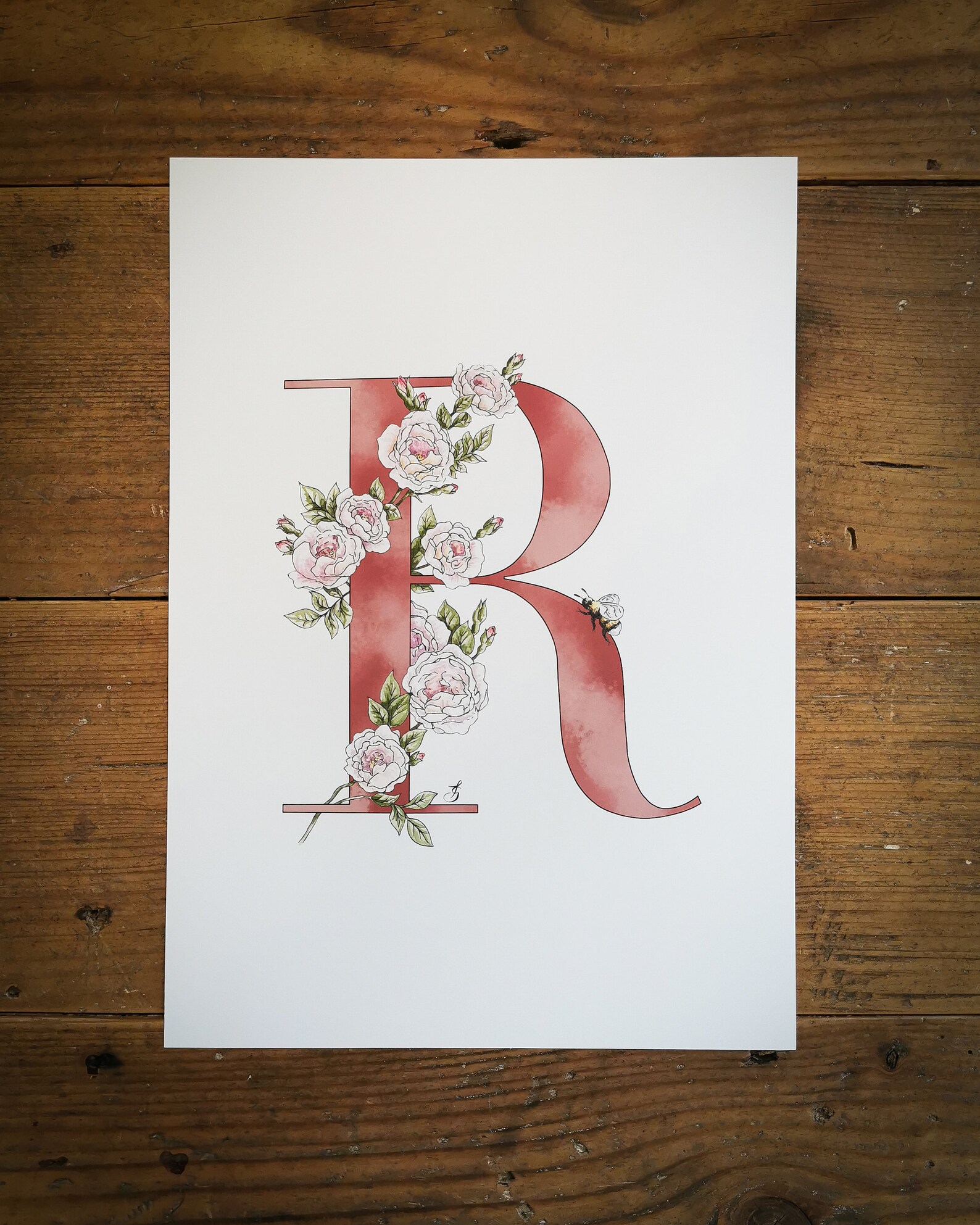 Flower Letters Printable R R is for Rose Flower Letter Print. A Blue or Pink R Initial - Etsy