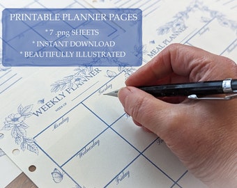 Wild Rose Weekly, Daily, Monthly, Yearly printable planner pages. Beautiful Digital Download printables pages inspired by nature.