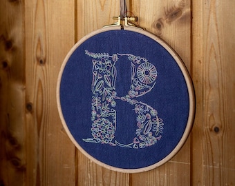 Embroidery in the frame, monogram, door sign, personalized!