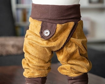 Barrier pants, split pants made of corduroy, grow with you! Diaper free