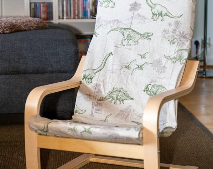 Bio Bunt Überzug für Ikea Poäng Kinderstuhl Kindersessel, personalisiert bestickt mit Namen