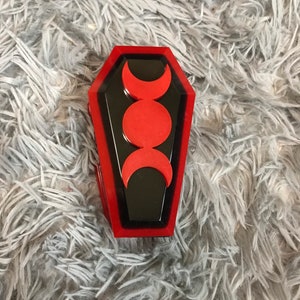 Black and red triple moon trinket box coffin