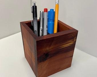 Wood Pencil Holder, Wood Desktop Organizer, Work From Home, Desk Organizer, Wood Office Gift