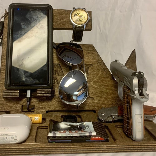 Nightstand Organizer With Gun Holder Christmas Gift for Etsy