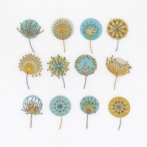 Dandelion embroidery kit. Scandinavian style. Modern hand embroidery.