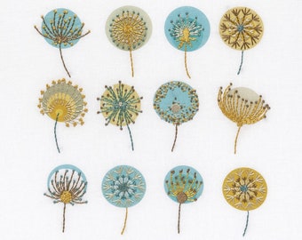 Dandelion embroidery kit. Scandinavian style. Modern hand embroidery.