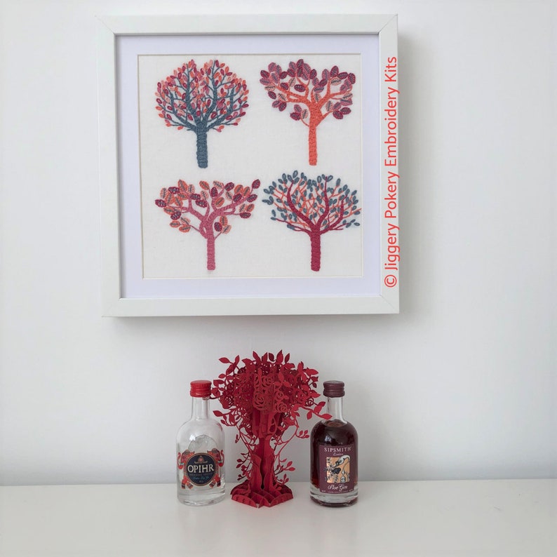 Colourful Trees Embroidery Kit. Intermediate Level. Etsy UK