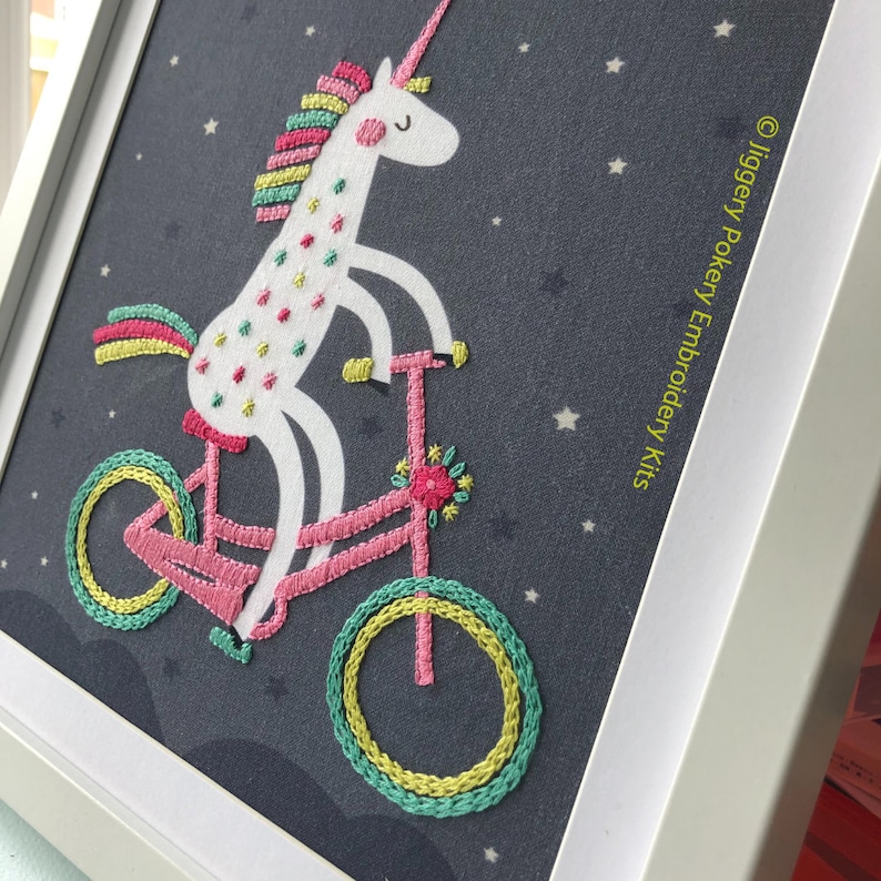 Unicorn embroidery pattern Modern needlework design Birthday idea for a child.