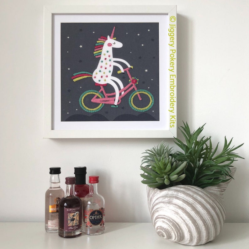 Unicorn embroidery pattern Modern needlework design Birthday idea for a child.