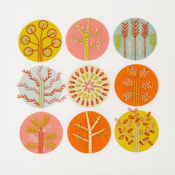 Trees embroidery kit. Summer stitching. Scandi design. Letterbox gift.