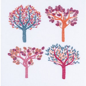 Herbstliche Stickpackung. Mittleres Schwierigkeitsgrad. Crafty Geschenk. Botanische Stickerei.