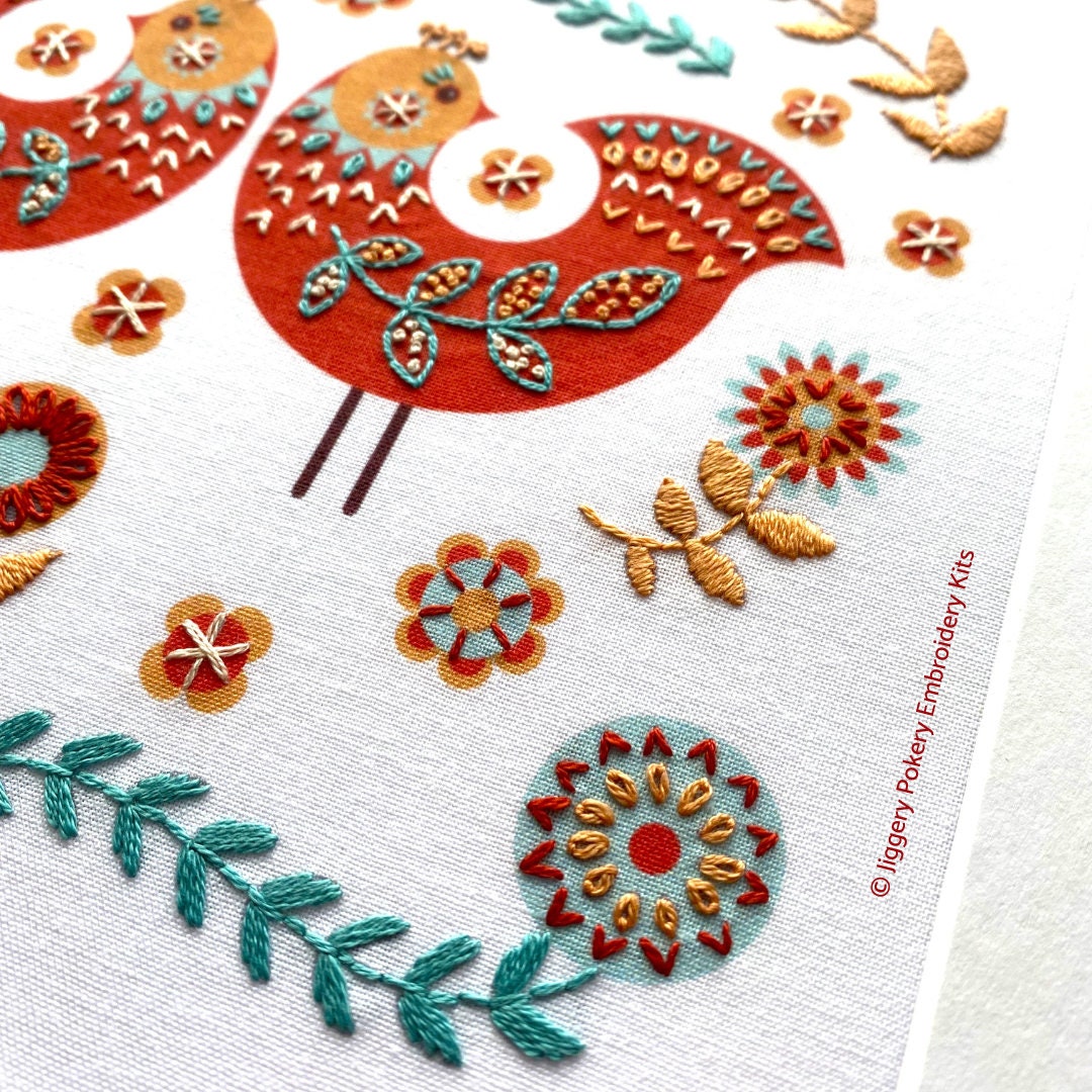 Folk Embroidery Kit. Folk Art Bird Embroidery. Simple Scandi - Etsy UK