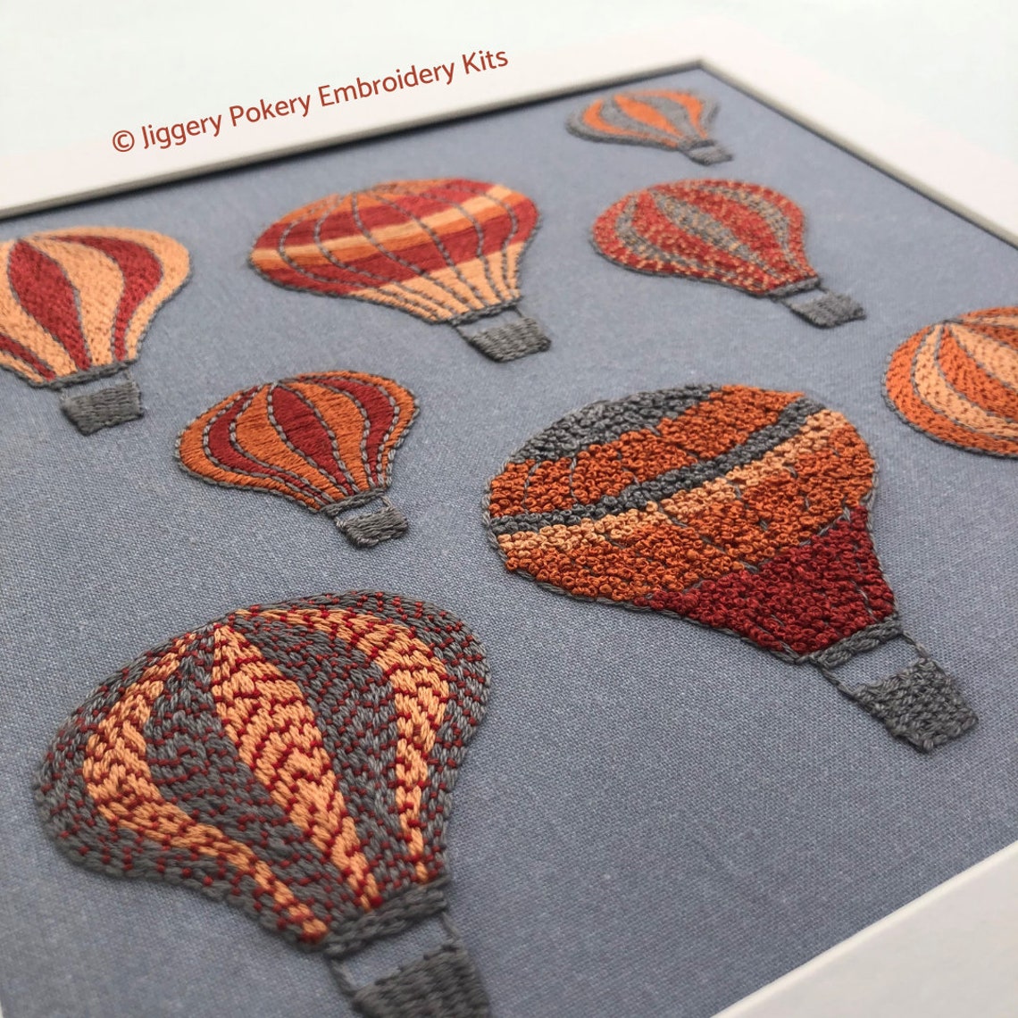 Hot air balloon embroidery kit. Modern hand embroidery. Etsy