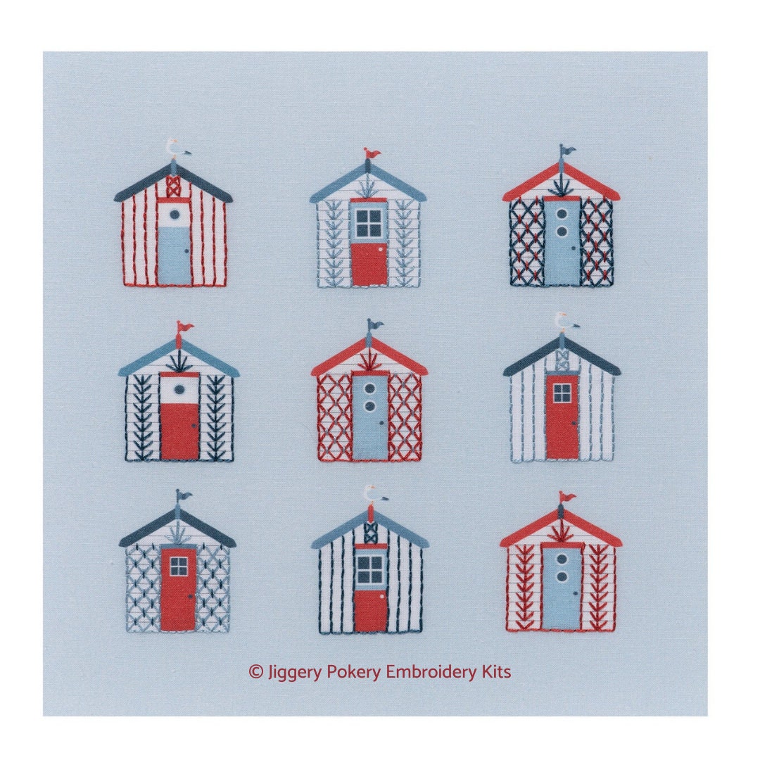 NEW Beach huts embroidery kit. Modern creative design. Seaside holida…