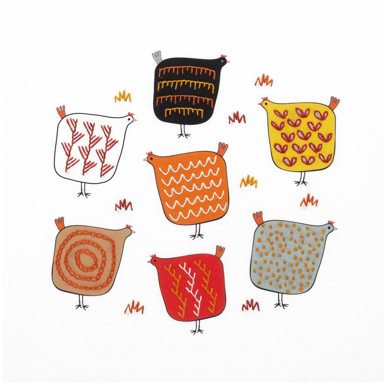 Chicken embroidery kit. Slow stitching.