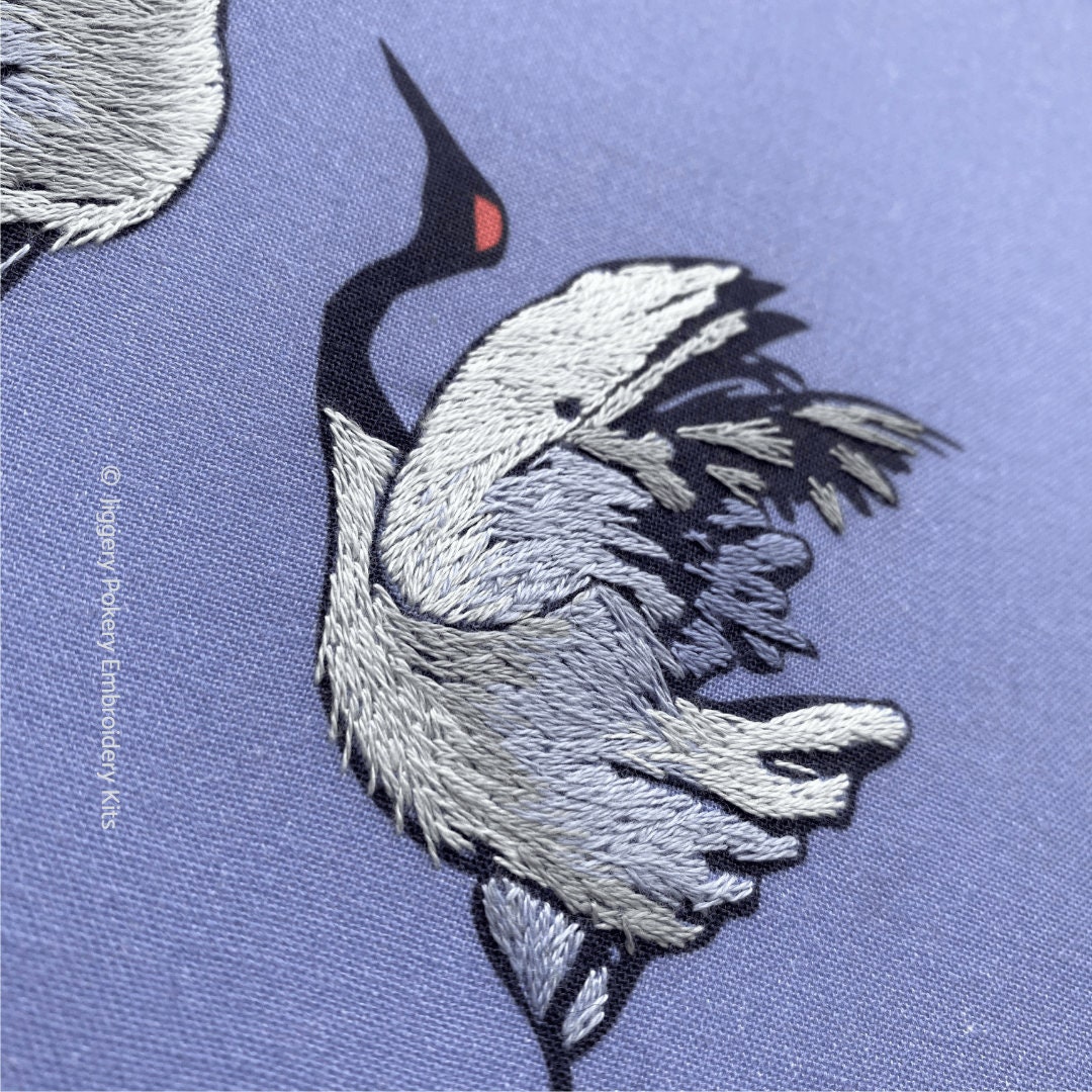 糸絵刺繍キット。中級レベル。日本の舞う鶴。 - Etsy 日本