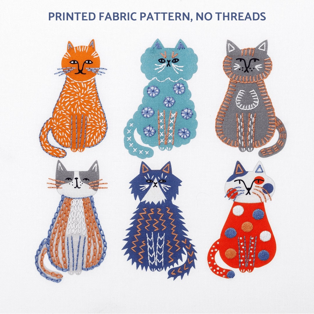 Patterns Feline Cat Embroidery Pattern: Fun Feline Design - Etsy