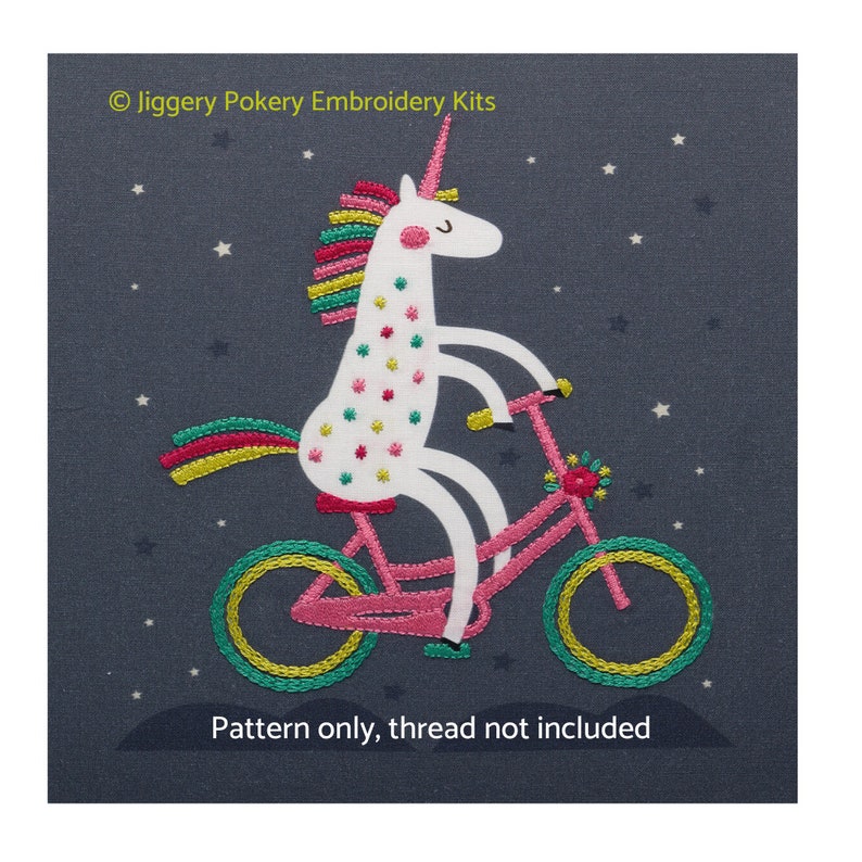 Unicorn embroidery pattern Modern needlework design Birthday idea for a child.