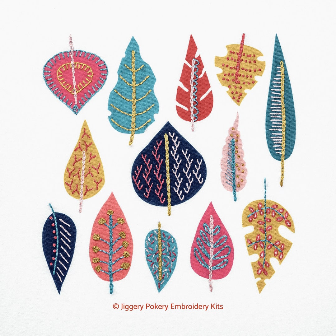 Leaf Punch Needle Kit DIY Craft Supplies Beginner Needlepoint Hoop Cross  Stitch Birthday Gift 