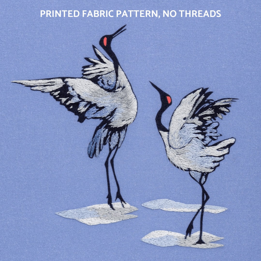 Thread Painting Embroidery Pattern - Japanese Dancing Crane Birds ...