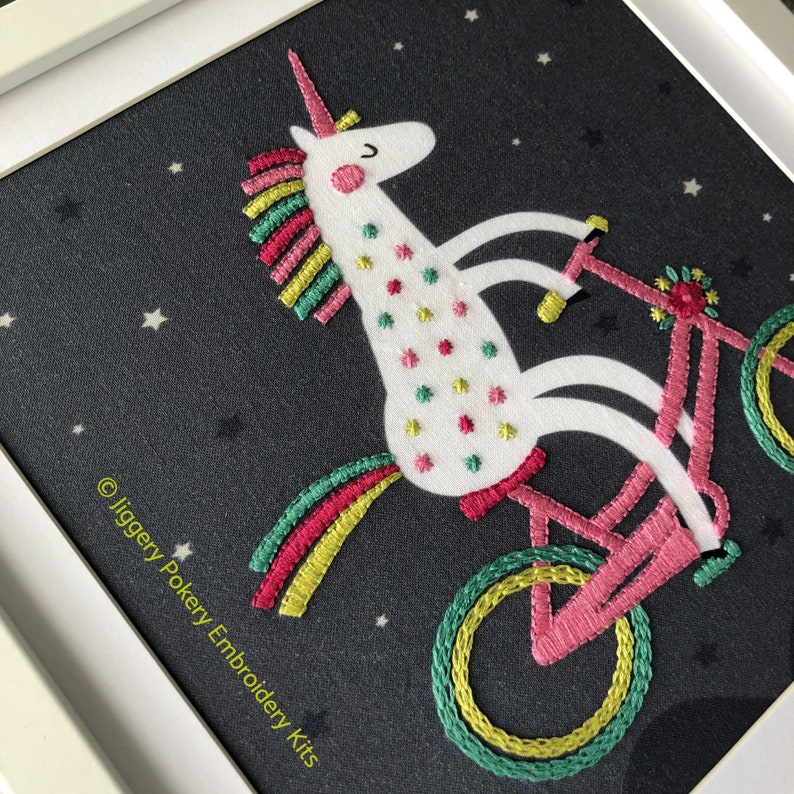 Unicorn embroidery pattern Modern needlework design Birthday idea for a child.