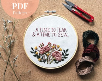 A Time To Sew Floral Hand Embroidery PDF Pattern | DIY Embroidery | Embroidery Pattern | Floral Embroidery