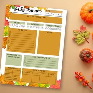 Daily Planner & To Do List, Self-Care Planner, Fitness Planner, Fall Daily To Do List Printable, Autumn Planner, Schedule, Digital Download