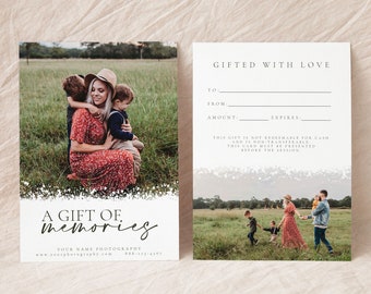 Photography Gift Card,  Photographer Gift Certificate Template in Photoshop, Photo Memory Voucher, Marketing Board