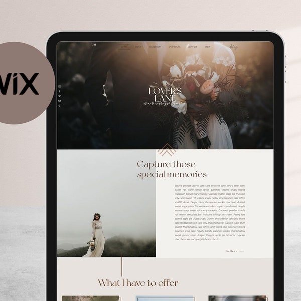 Wix Website Template, Photography Wix Web Design, Wedding Photographer Website, Boho Ecommerce Shop Site for Creatives, Social Media