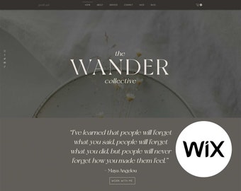 Wander Coach Wix Website Template, Boho Girl Boss Wix Web Design, Ecommerce Shop Site for Creatives, Social Media and Podcast Website